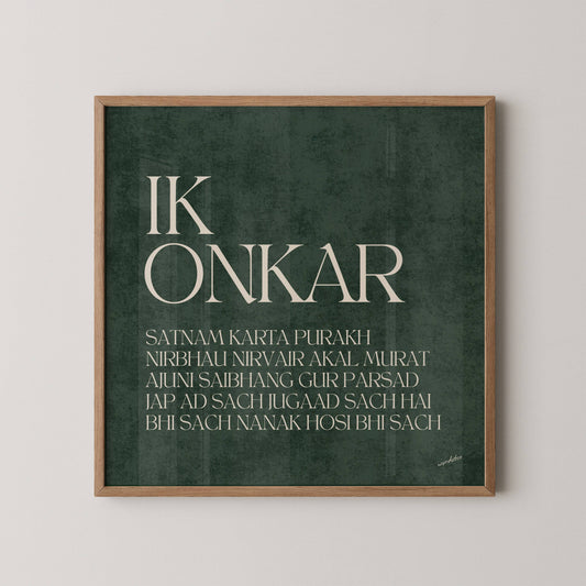GREEN IK ONKAR MOOL MANTAR PRINT