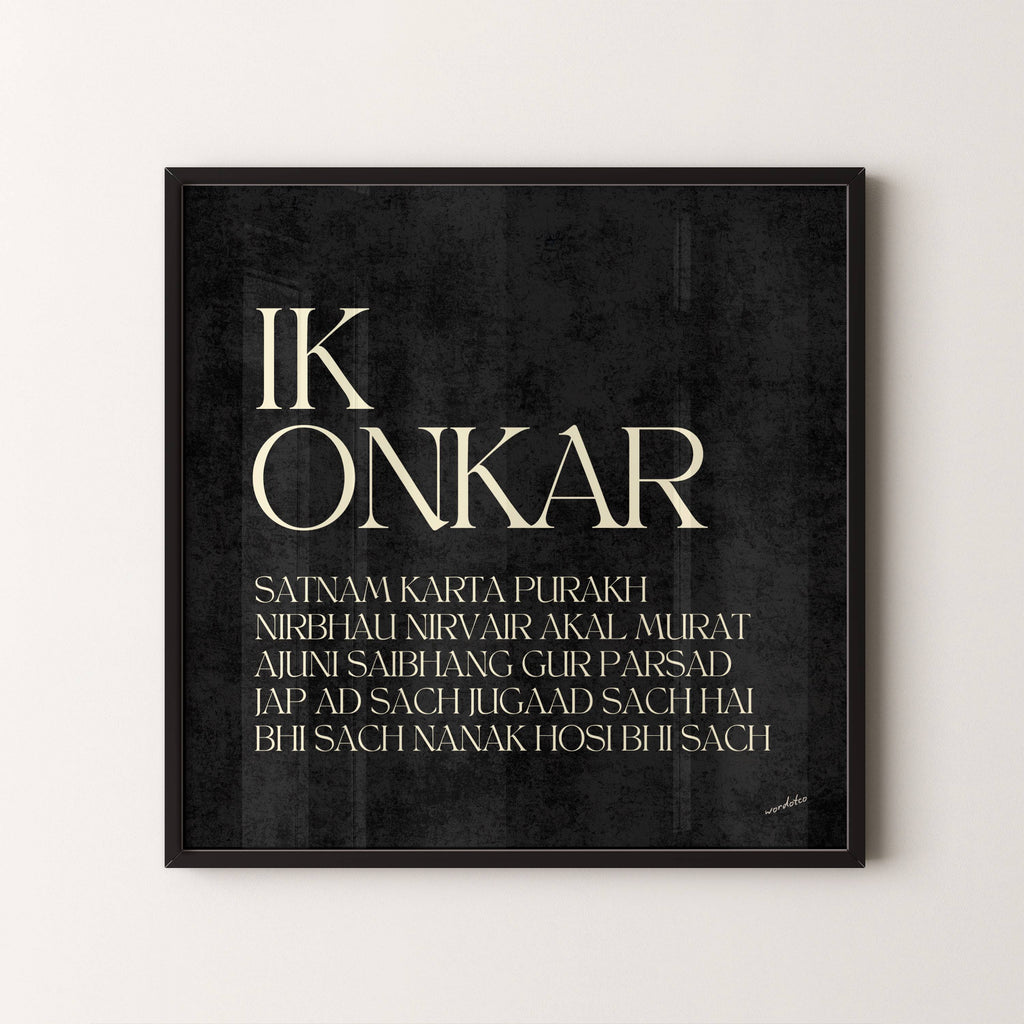 BLACK IK ONKAR MOOL MANTAR PRINT