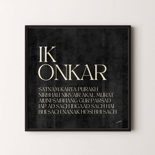 BLACK IK ONKAR MOOL MANTAR PRINT