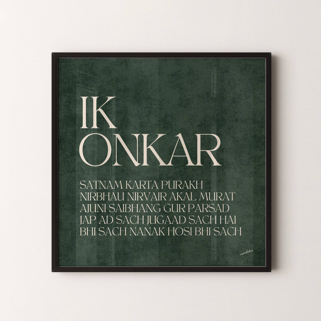 GREEN IK ONKAR MOOL MANTAR PRINT