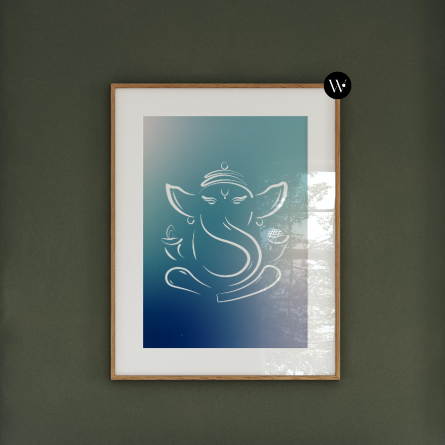 Ganesh Gradient Blue Poster Print