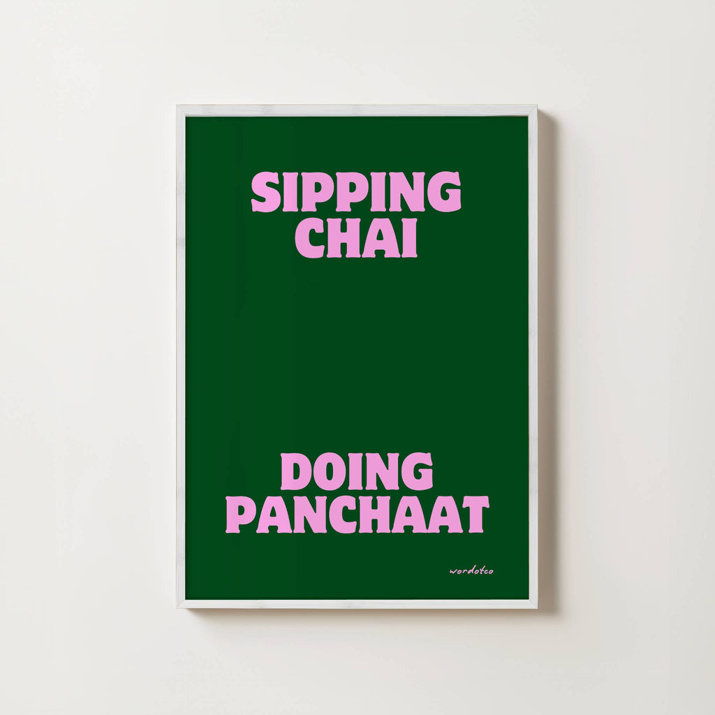 SIPPING CHAI DOING PANCHAAT PRINT