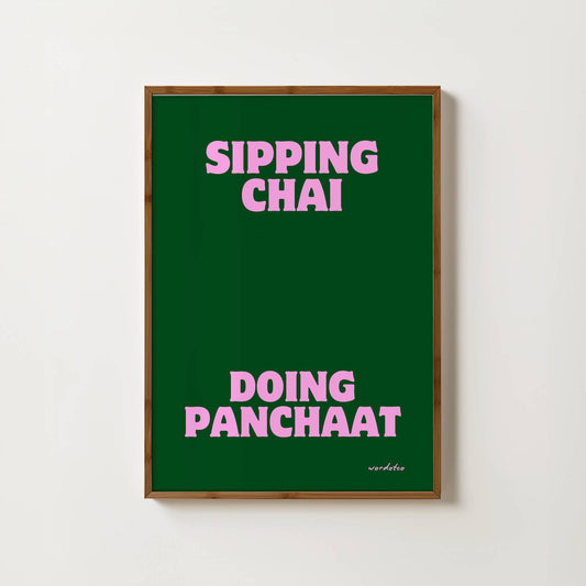 SIPPING CHAI DOING PANCHAAT PRINT