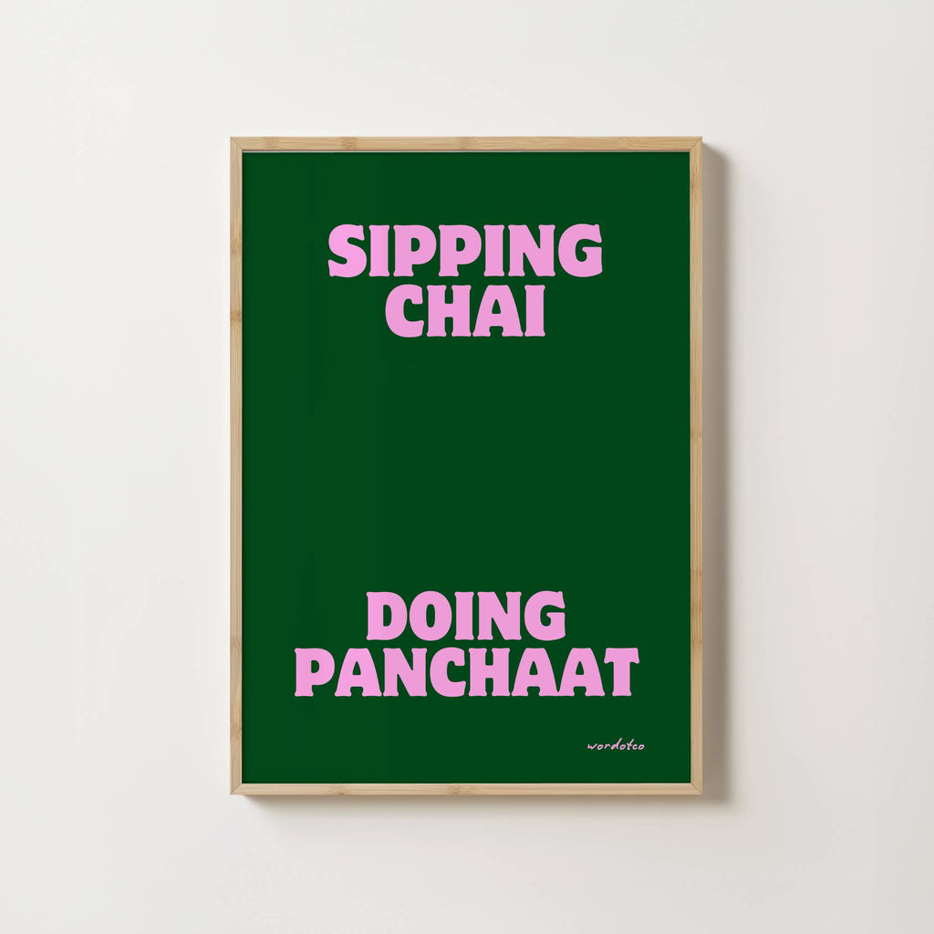 SIPPING CHAI DOING PANCHAAT PRINT