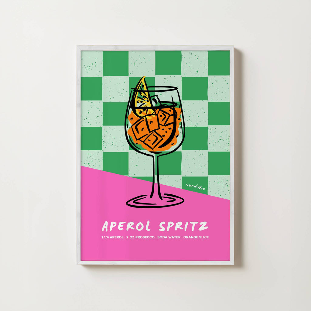 CHECKERED APEROL SPRITZ COCKTAIL PRINT
