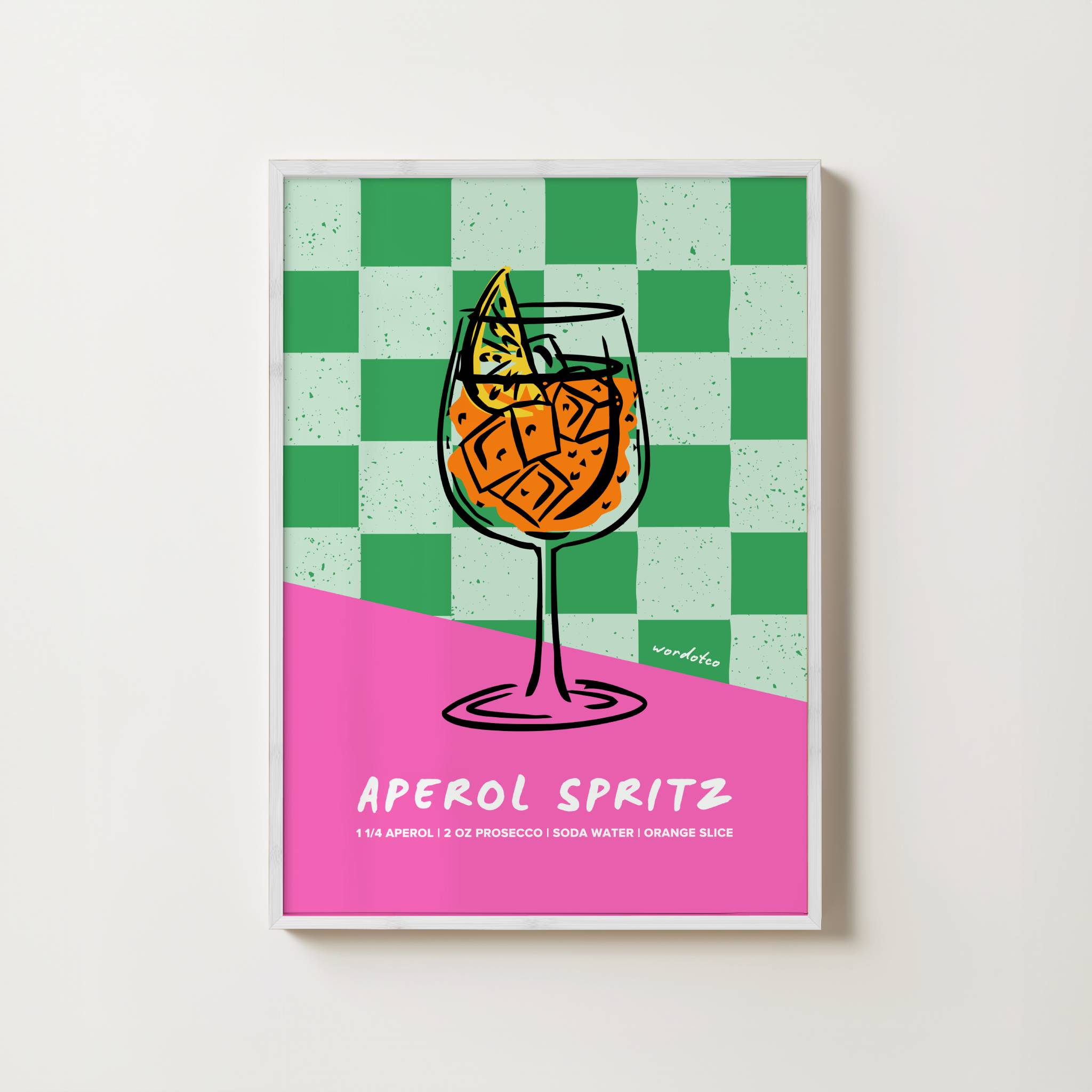 CHECKERED APEROL SPRITZ COCKTAIL PRINT
