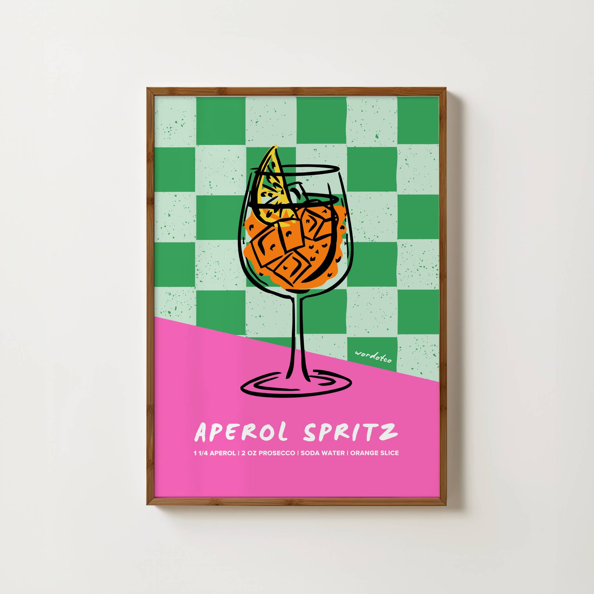 CHECKERED APEROL SPRITZ COCKTAIL PRINT