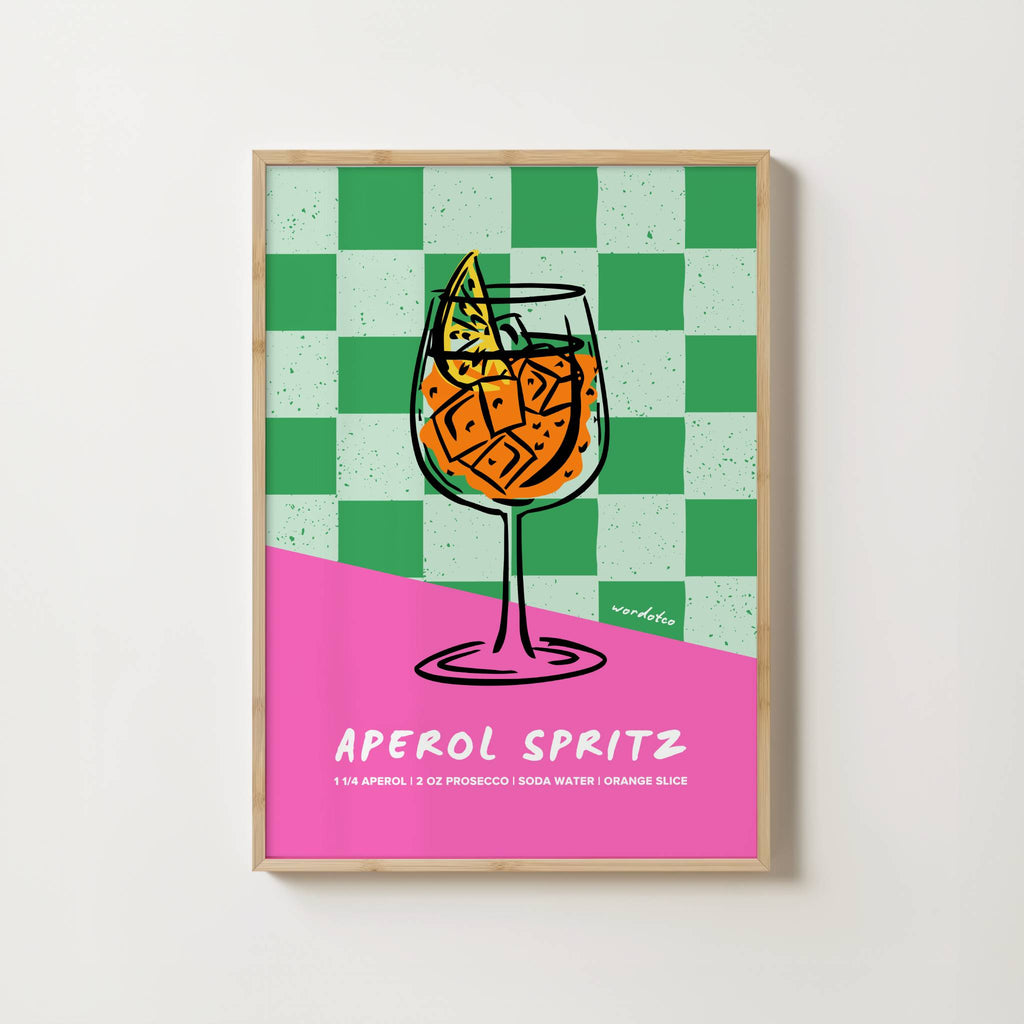 CHECKERED APEROL SPRITZ COCKTAIL PRINT