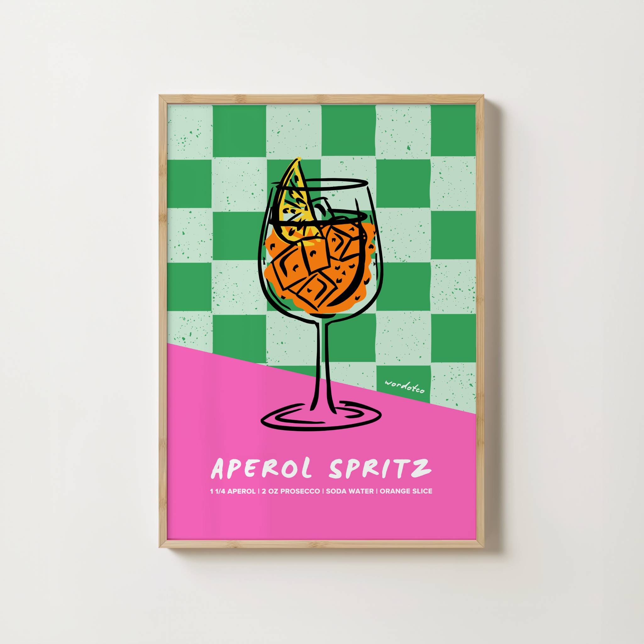 CHECKERED APEROL SPRITZ COCKTAIL PRINT