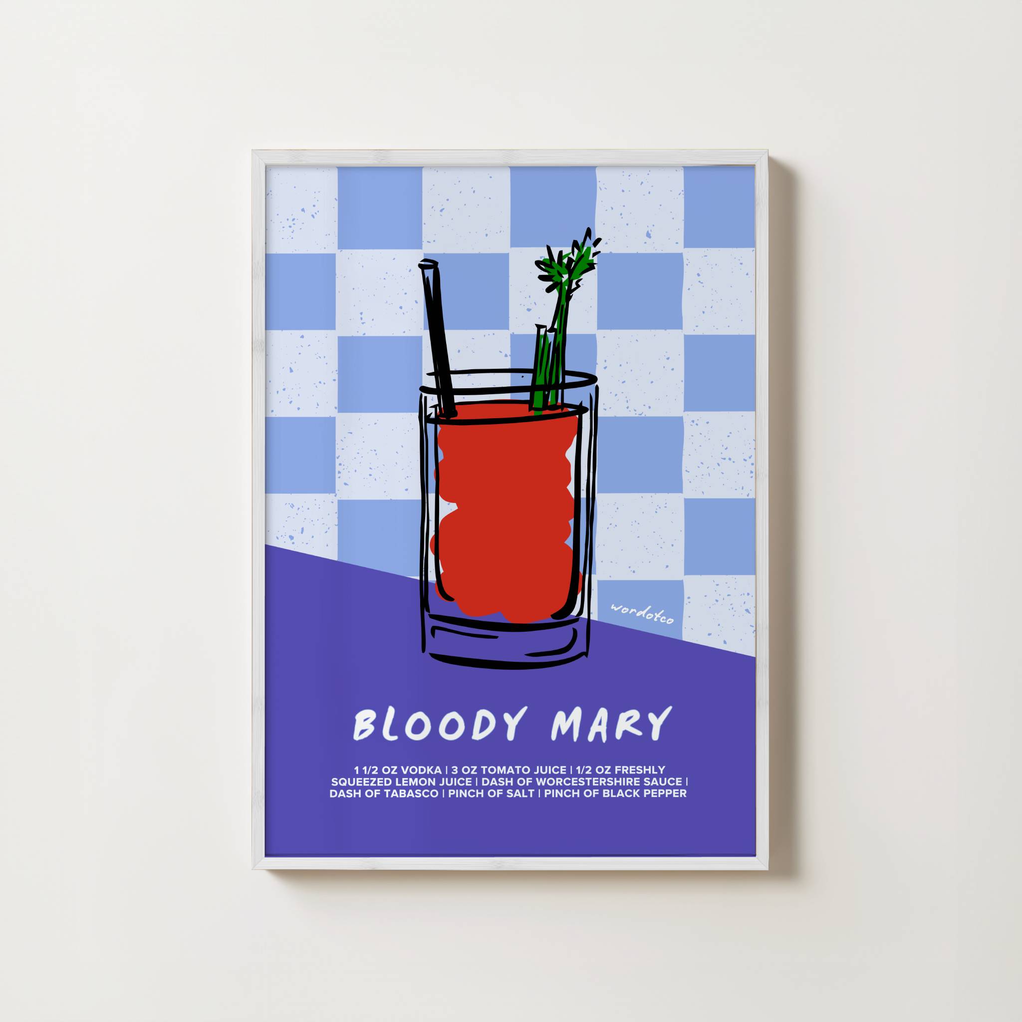 CHECKERED BLOODY MARY COCKTAIL PRINT