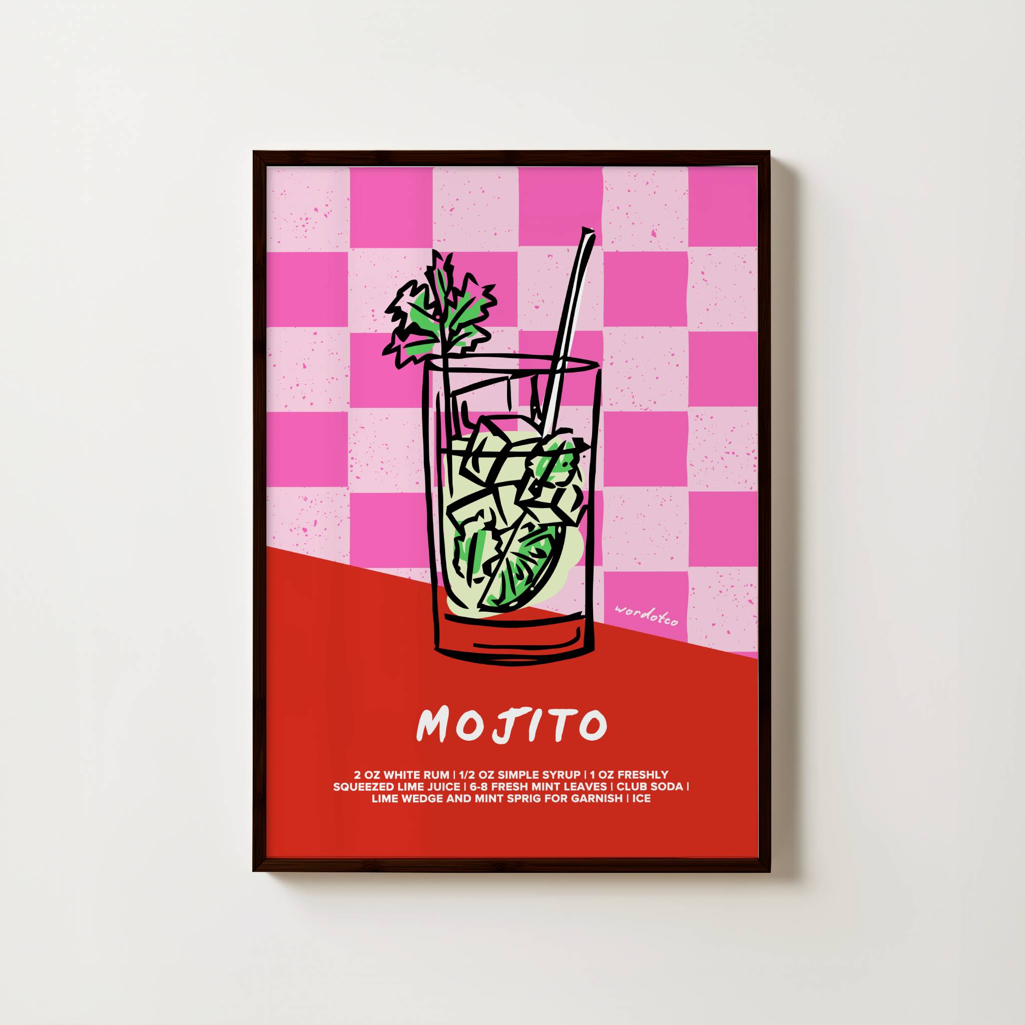 CHECKERED MOJITO COCKTAIL PRINT
