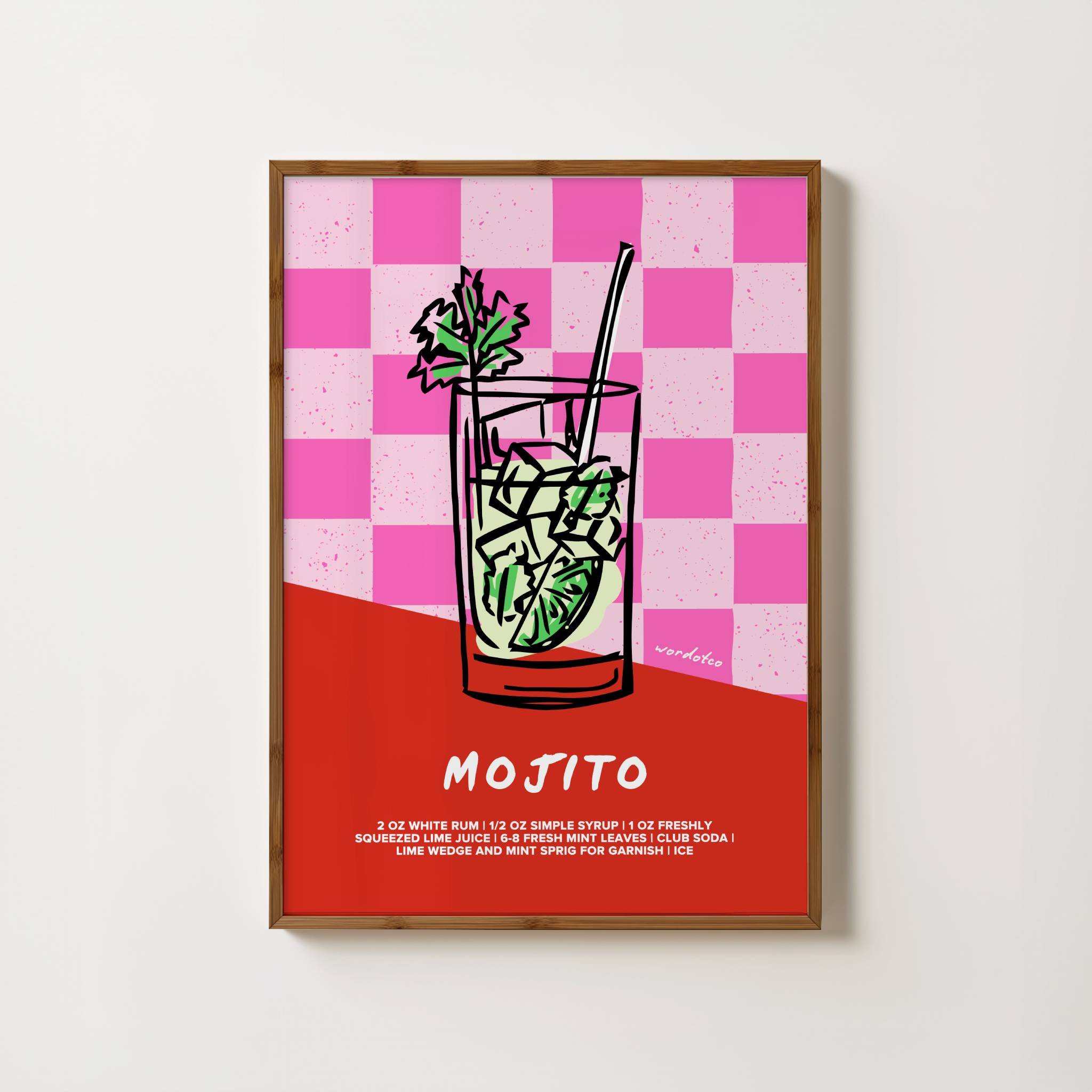 CHECKERED MOJITO COCKTAIL PRINT