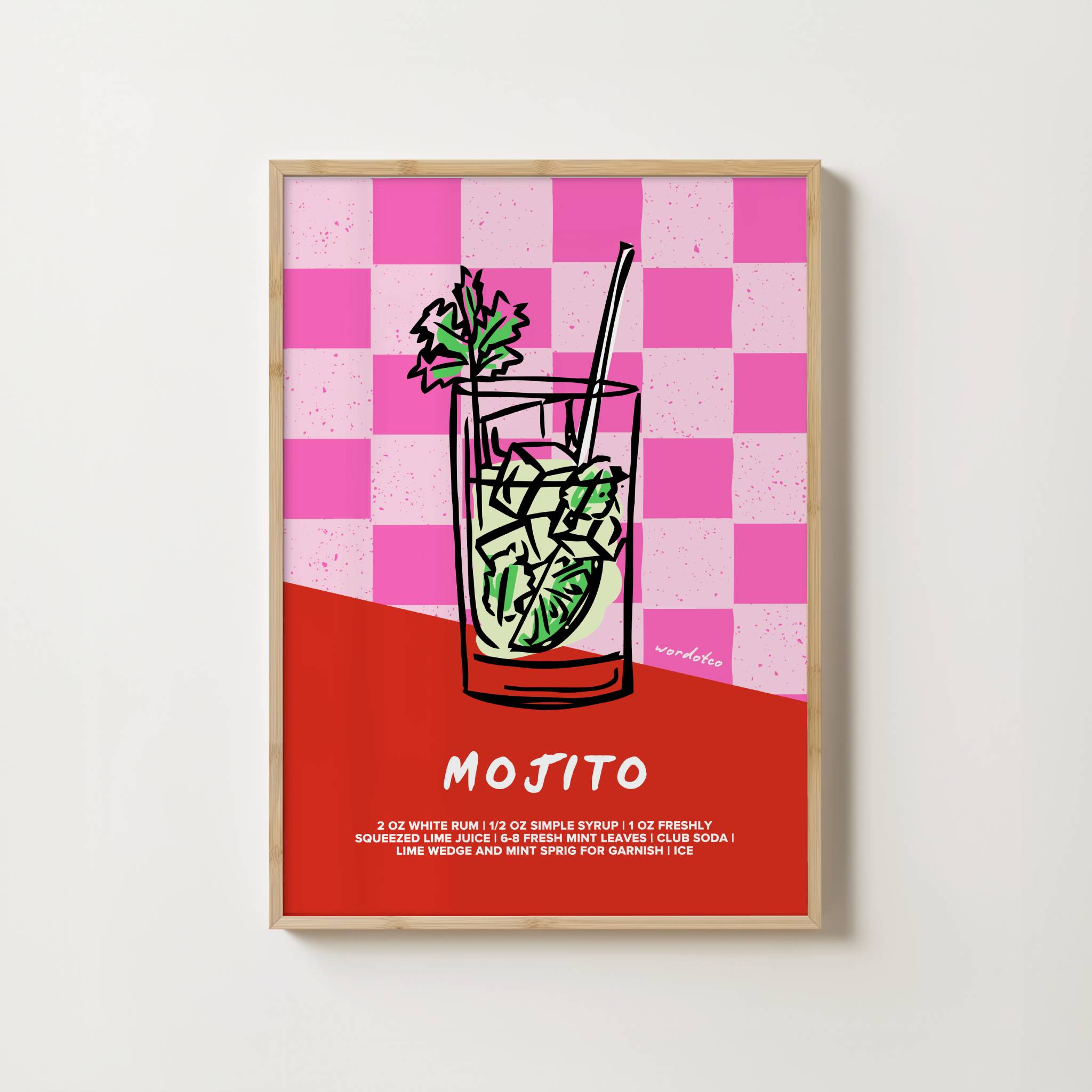 CHECKERED MOJITO COCKTAIL PRINT