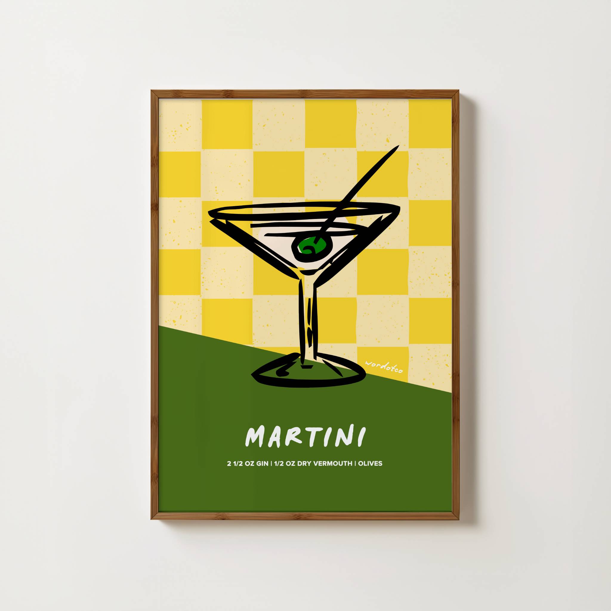CHECKERED MARTINI COCKTAIL PRINT