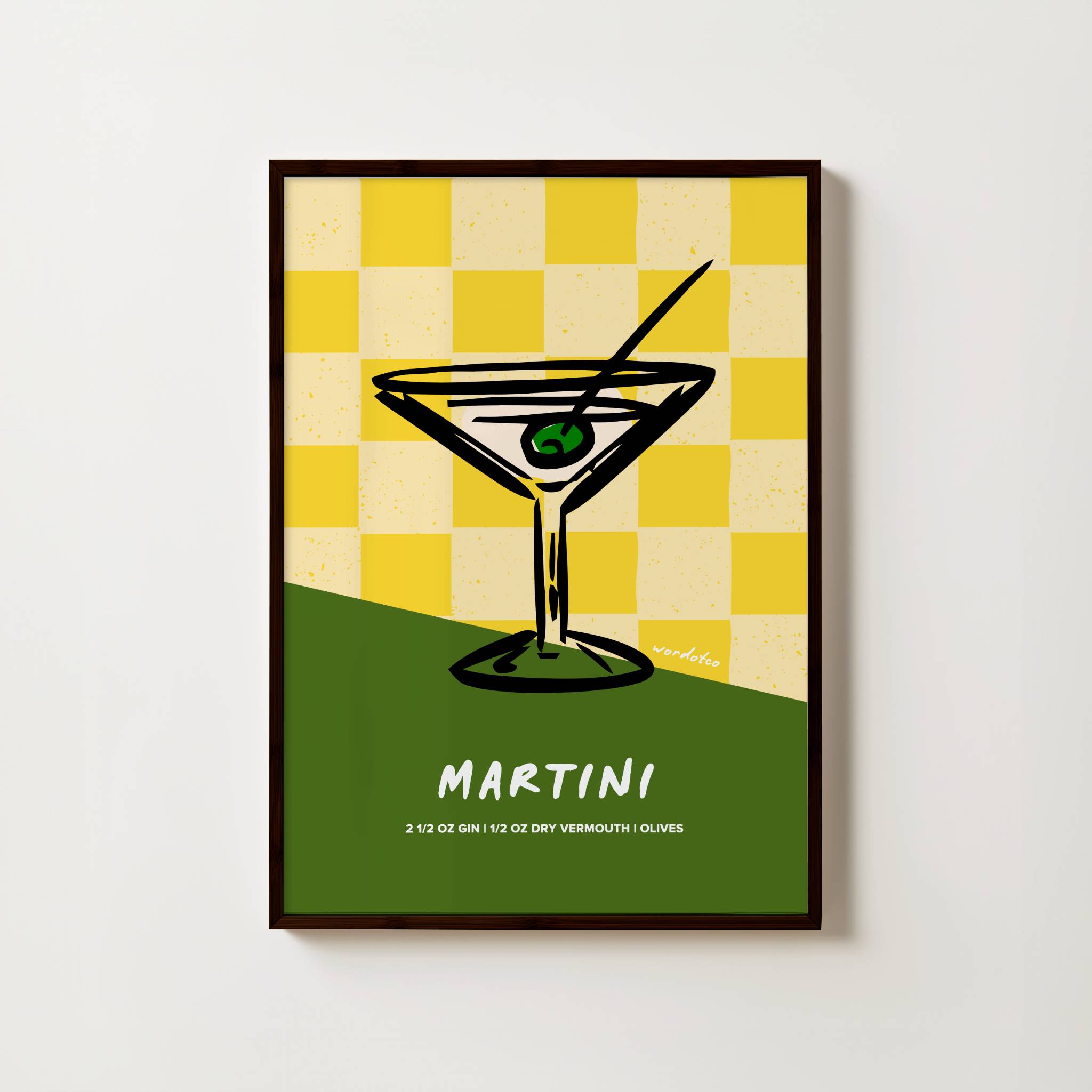 CHECKERED MARTINI COCKTAIL PRINT