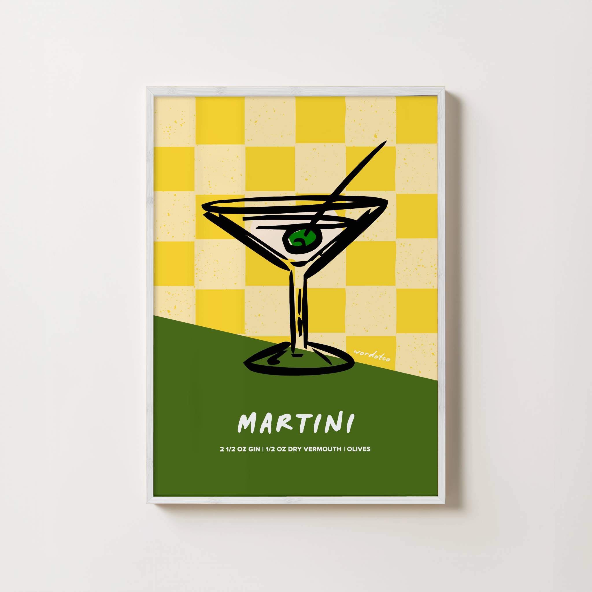 CHECKERED MARTINI COCKTAIL PRINT