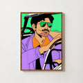 man driving car poster
