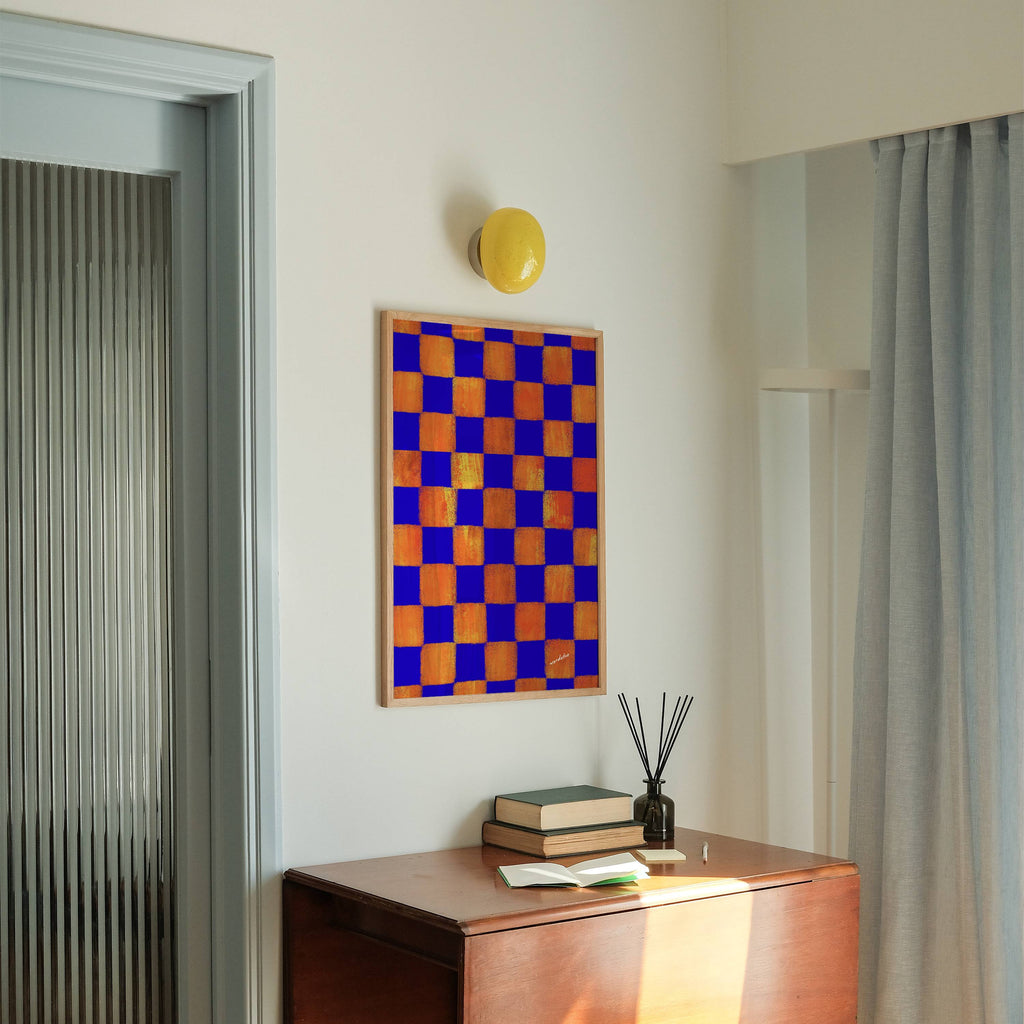 BLUE & ORANGE CHECKERED PRINT
