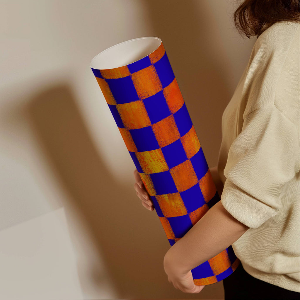 BLUE & ORANGE CHECKERED PRINT
