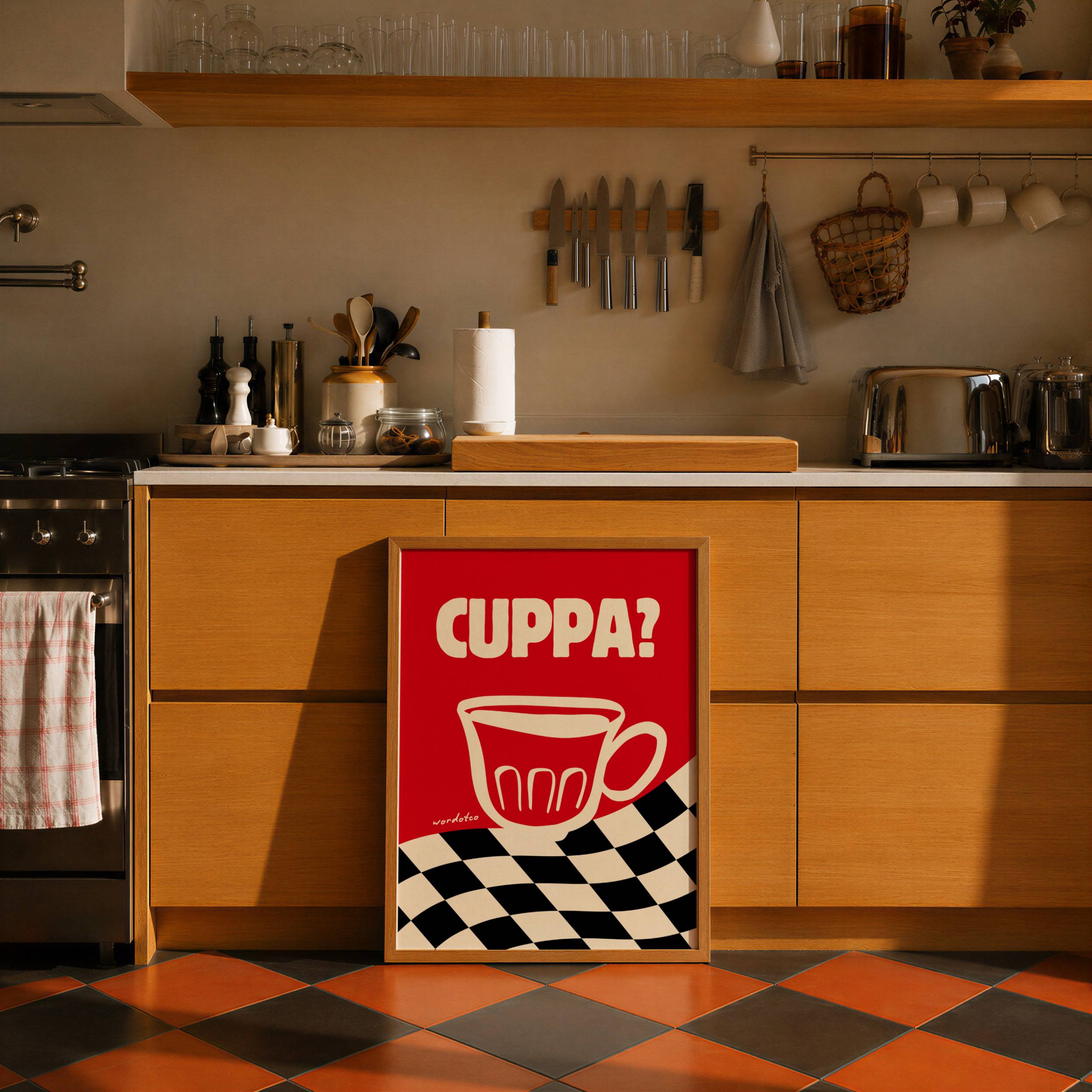 CHECKERED CUPPA PRINT