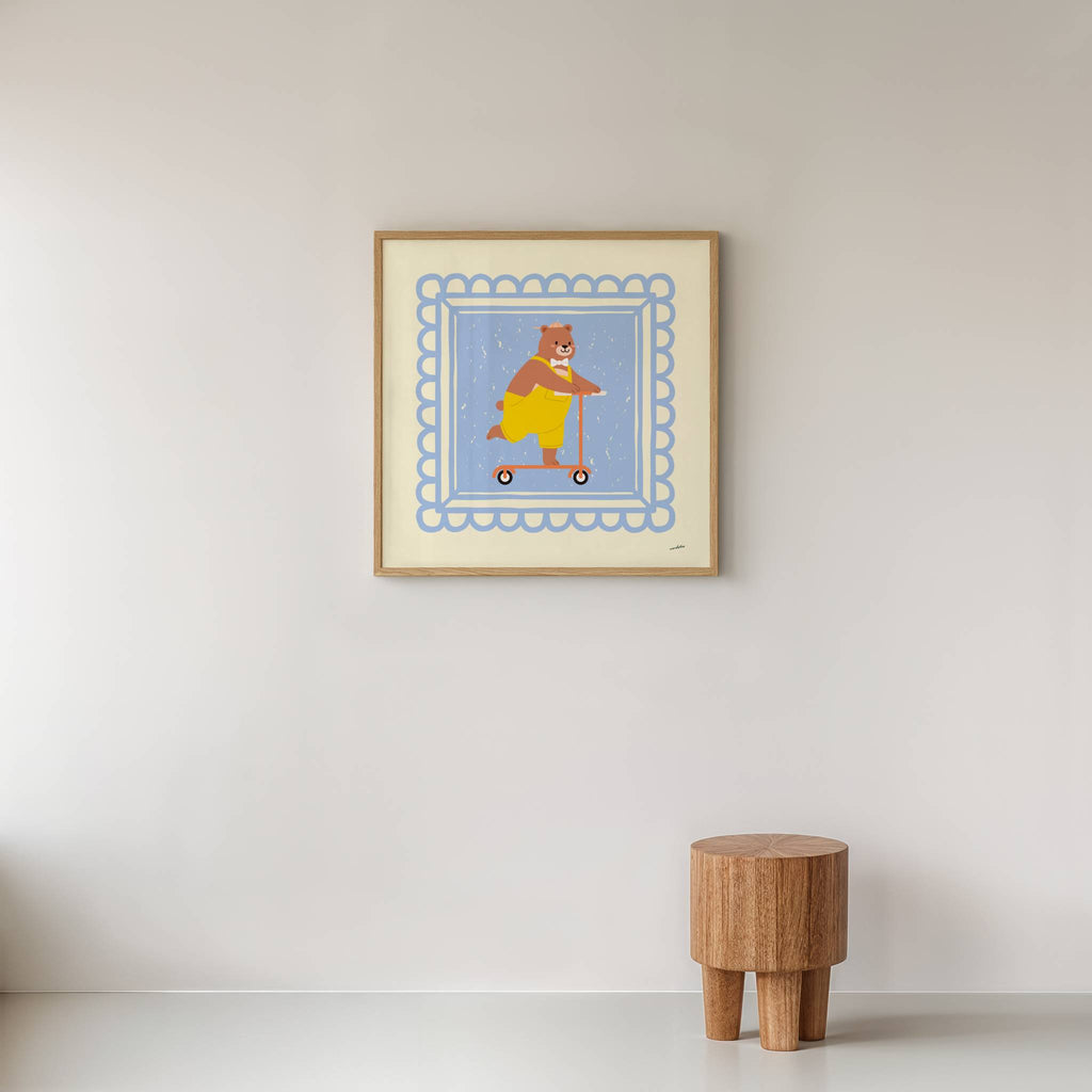 BEAR ON SCOOTER PRINT