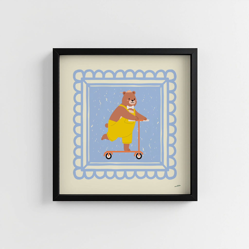 BEAR ON SCOOTER PRINT