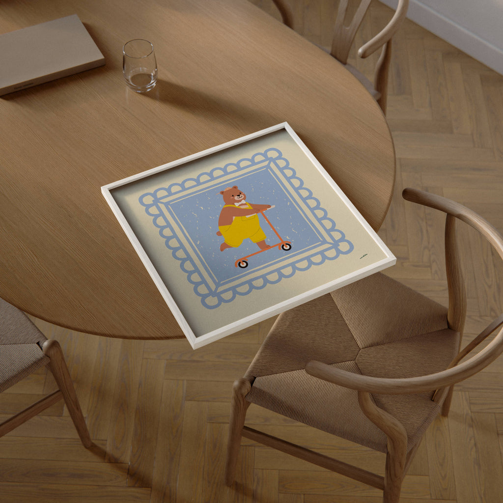 BEAR ON SCOOTER PRINT