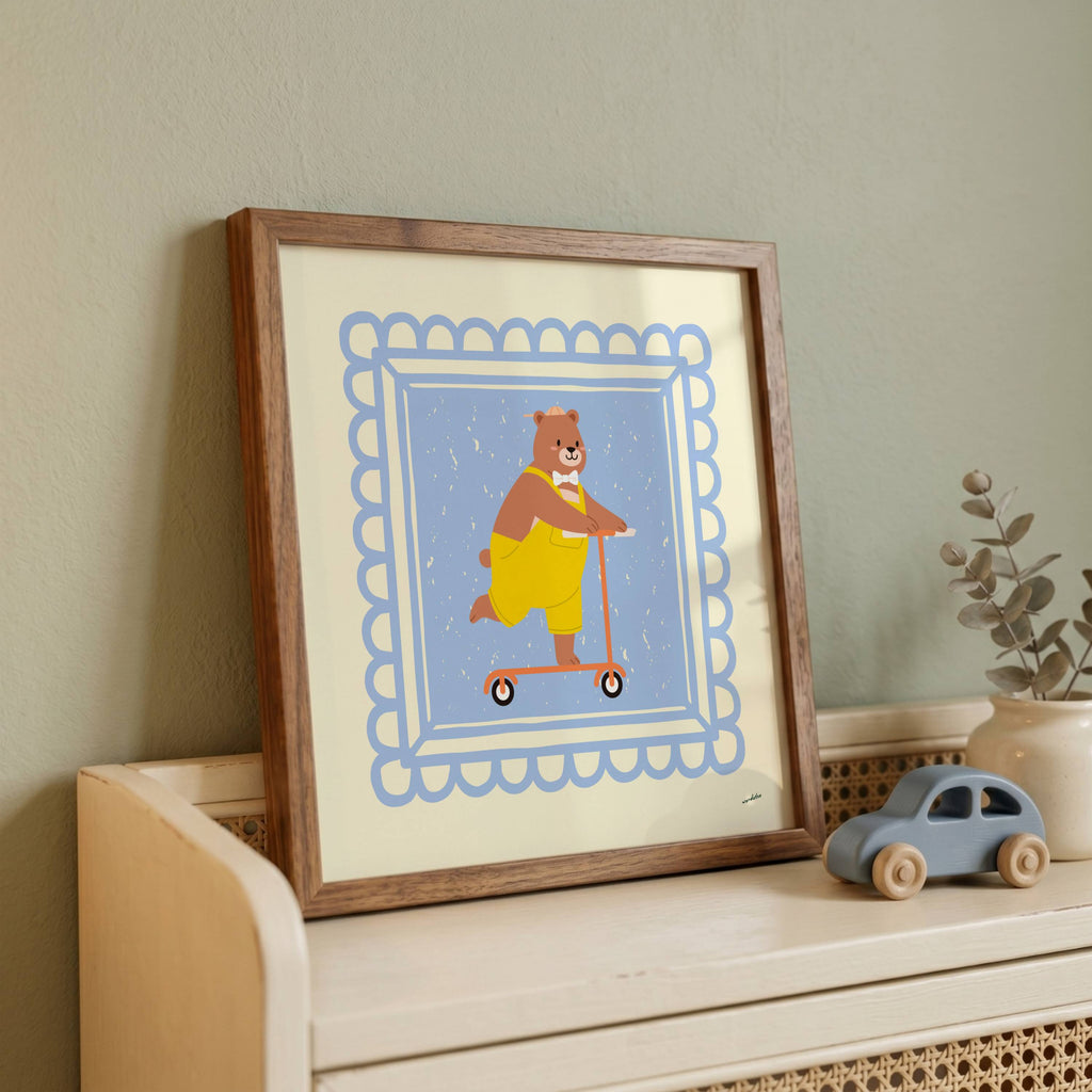 BEAR ON SCOOTER PRINT