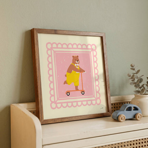 BEAR ON SCOOTER PRINT