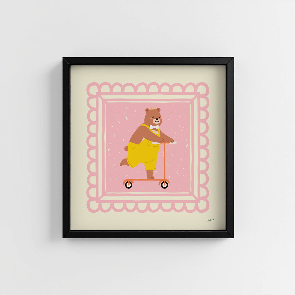 BEAR ON SCOOTER PRINT
