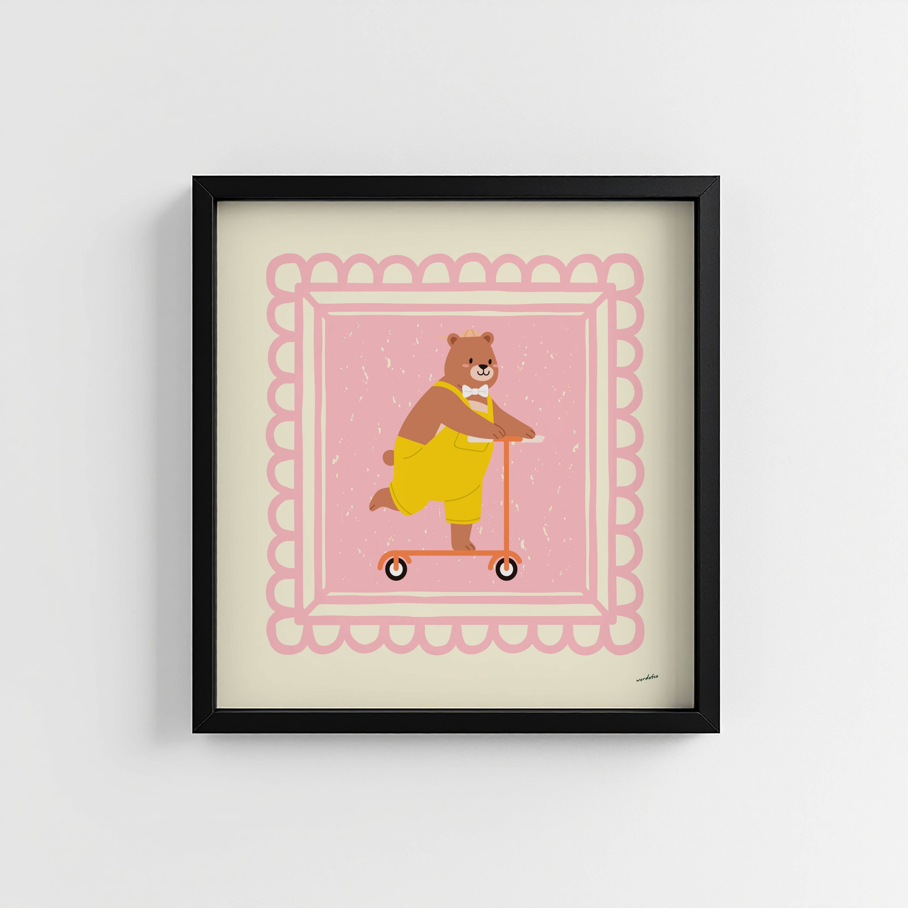 BEAR ON SCOOTER PRINT