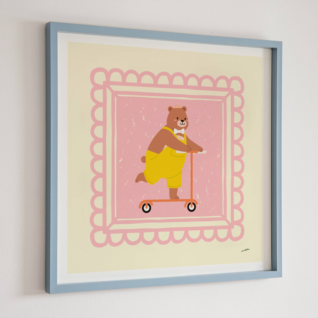 BEAR ON SCOOTER PRINT