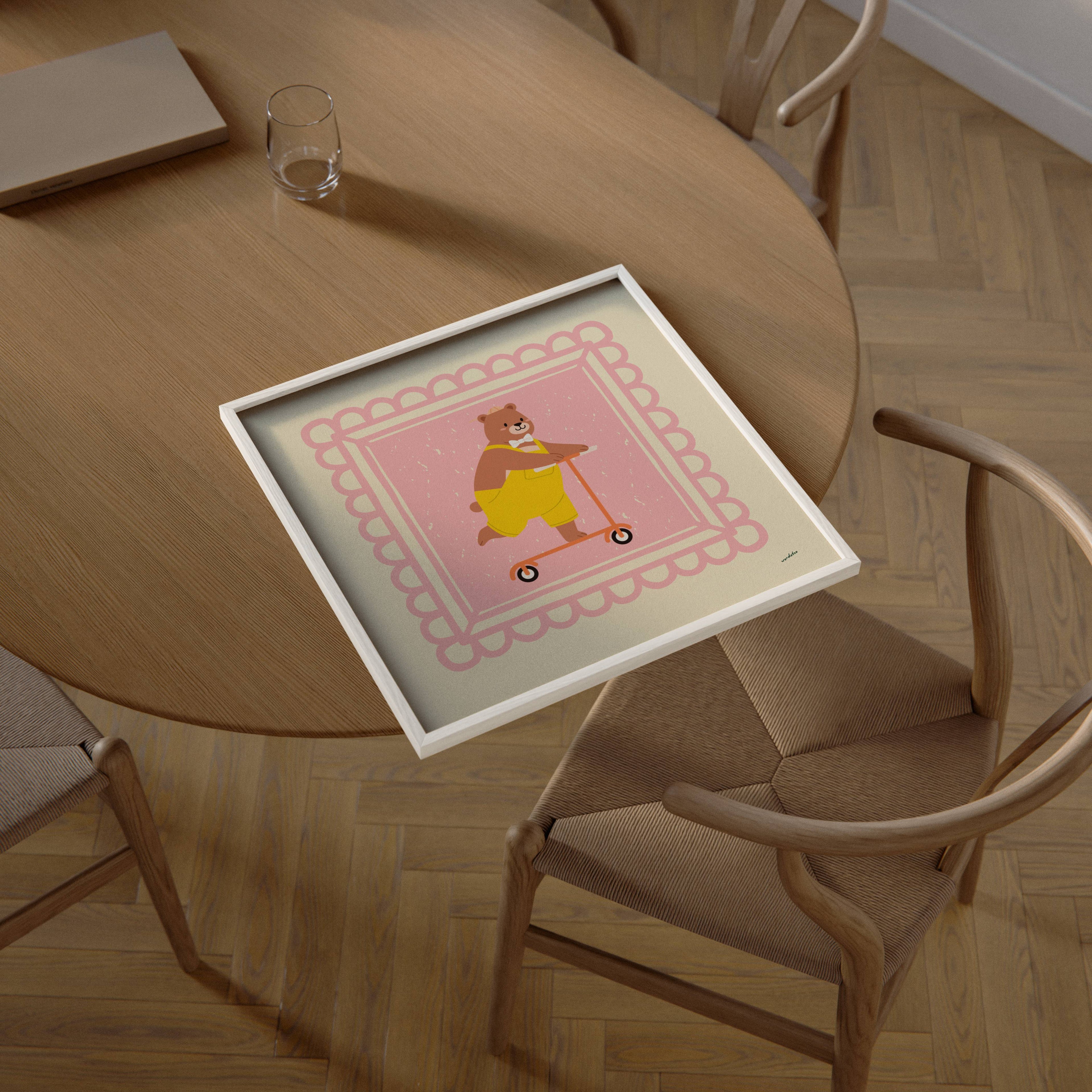 BEAR ON SCOOTER PRINT
