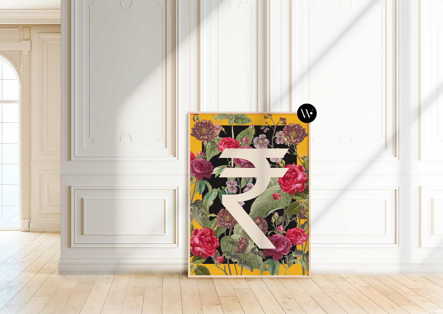 Floral Indian Rupee Poster Print
